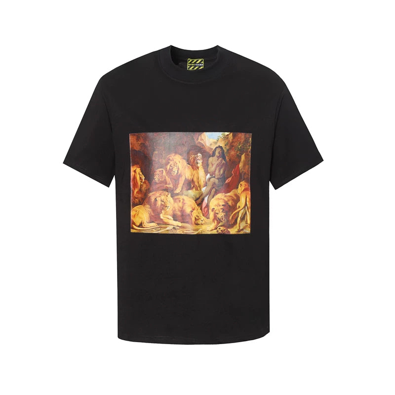 Denim Tears Art Graphic T-Shirt - Black/Lions Oil Painting