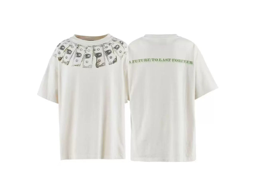 Saint Michael Dollar Bill Collar & Text Vintage T-Shirt - Off-White