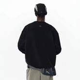NOAH MARS niche trendy brand back small logo cross American casual versatile thread splicing round neck sweatshirt