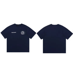 Cole Buxton Navy Circular Badge Minimalist Logo T-Shirt