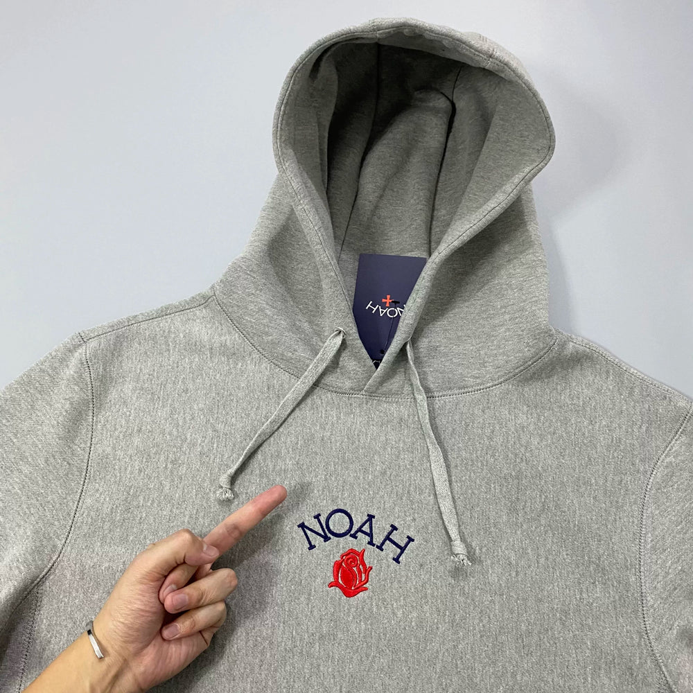 NOAH MARS niche trendy brand small rose embroidery American casual heavyweight thread splicing trendy hooded sweatshirt