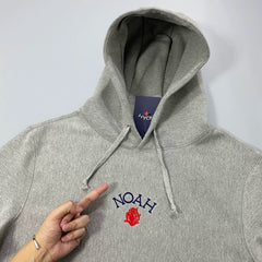 NOAH MARS niche trendy brand small rose embroidery American casual heavyweight thread splicing trendy hooded sweatshirt