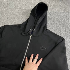 NOAH MARS niche trend brand Black Soul embroidery small label cross hooded sweatshirt cardigan trendy zipper jacket for men