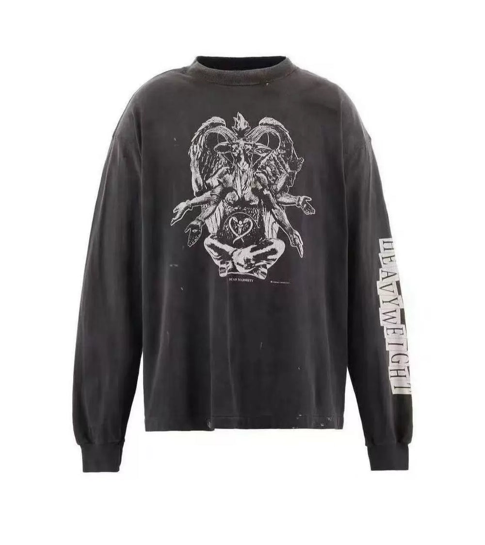 Saint Michael Winged Angel Long Sleeve - Black