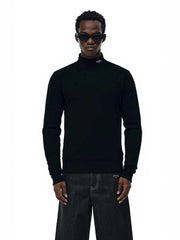 NOAH MARS American casual trendy brand micro high neck embroidered small logo cross base shirt, vintage style long sleeved T-shirt