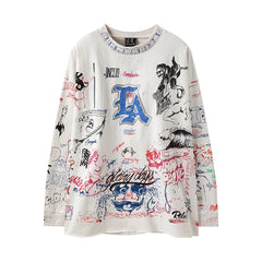 Saint Michael "LA" Graffiti All-Over Print Long Sleeve - Off-White