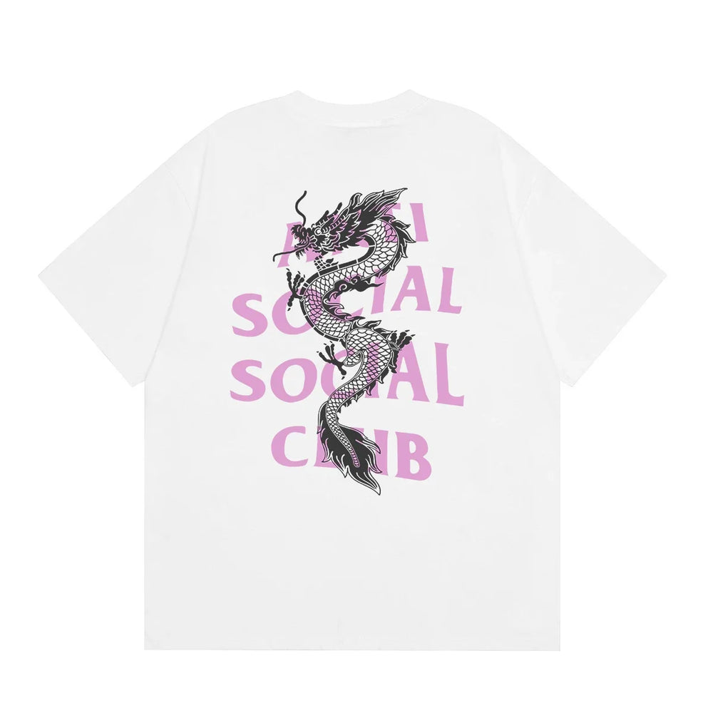 Anti Social Social Club Dragon Pink Logo T-Shirt - White
