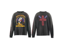 Saint Michael Clown Portrait & Red Cross Long Sleeve - Black