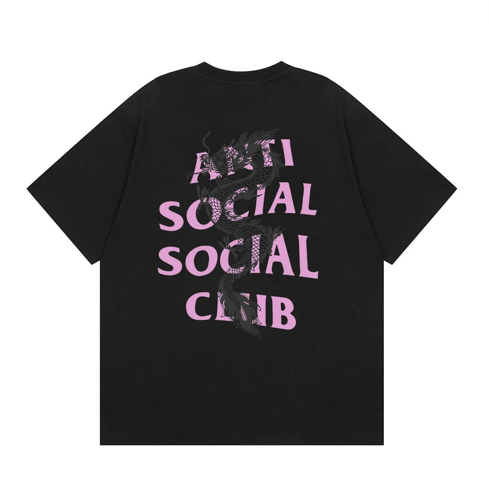 Anti Social Social Club Dragon Pink Logo T-Shirt - Black