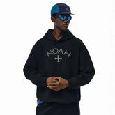 NOAH MARS niche trendy brand Black Soul Cross American casual loose thread splicing trendy hooded sweatshirt