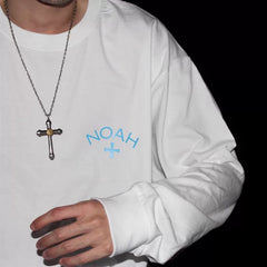 NOAH BWCJ新款潮牌美式休闲十字重磅纯棉长袖T恤男女情侣装打底衫