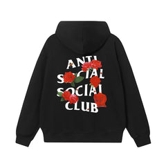Anti Social Social Club Rose White Logo Hoodie - Black