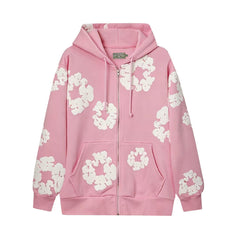 Denim Tears Cotton Wreath Full Zip-Up Hoodie - Pink