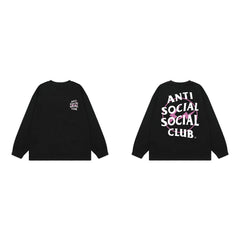 Anti Social Social Club Pink Circle Logo Long Sleeve T-Shirt - Black