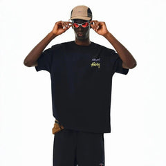 NOAH MARS niche trendy brand left double row small logo calligraphy American casual men's trendy pure cotton short sleeved T-shirt