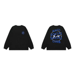 Anti Social Social Club Blue Circle Logo Long Sleeve T-Shirt - Black