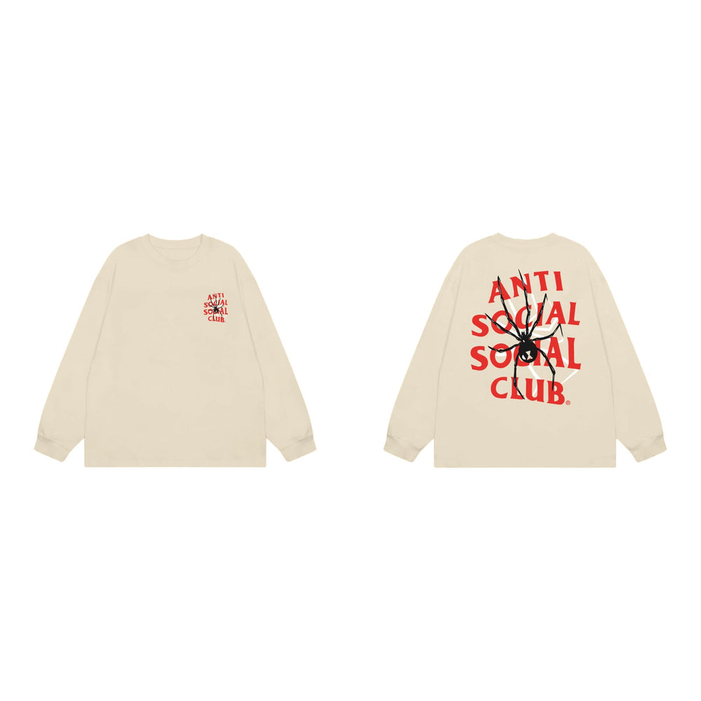 Anti Social Social Club Spider Red Logo Long Sleeve T-Shirt - Cream