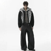 NOAH MARS American casual winter warm double-layer lapel fur collar with velvet seat mountain carving old money style cotton jacket for men