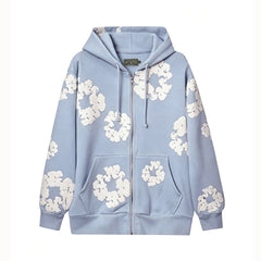 Denim Tears Cotton Wreath Full Zip-Up Hoodie - Slate Blue