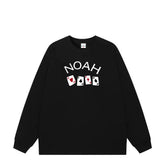 NOAH春秋美式潮牌黑色扑克印花休闲宽松男士重磅全棉长袖T恤情侣