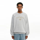 NOAH MARS niche trendy brand checkered cross American casual men's threaded splicing round neck sweatshirt