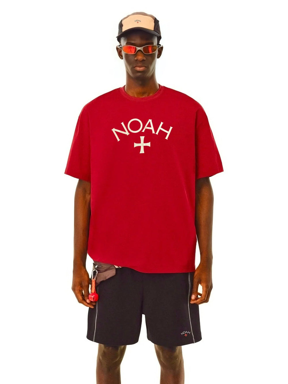 NOAH MARS Niche Trendy Brand Year Anniversary First Generation Crimson Cross Cotton Trendy Loose Short Sleeve T-shirt