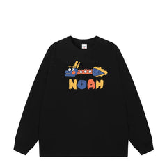 NOAH American Trendy Brand Spring and Autumn New LOGO Cartoon Printed Long sleeved T-shirt Men's and Women's Pure Cotton Bottom Shirt Top Clothes