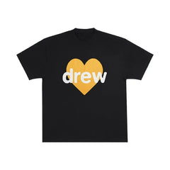 Drew House Yellow Heart Logo Short Sleeve Tee, Black