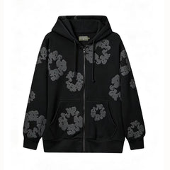 Denim Tears Cotton Wreath Full Zip-Up Hoodie - Black/Dark Grey