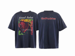 Saint Michael "Dead Saint" Horror Theme Vintage T-Shirt - Navy