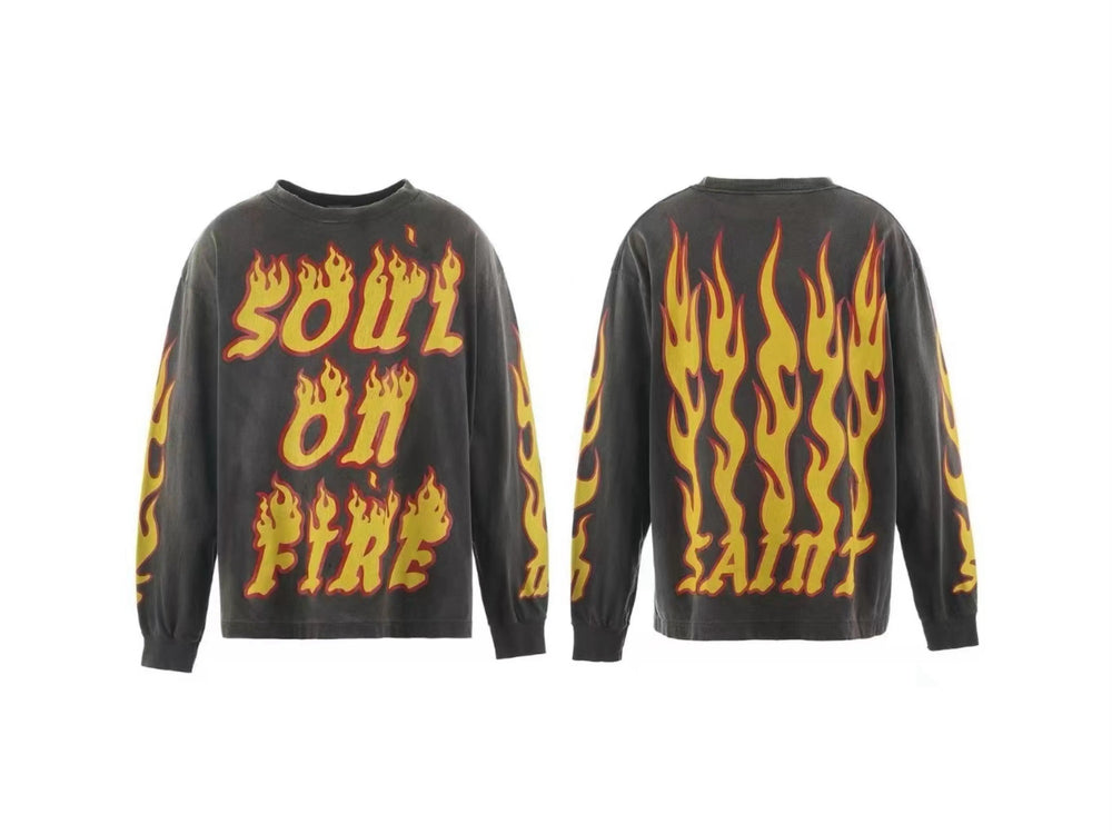 Saint Michael "SOUL ON FIRE" Flame Long Sleeve - Black