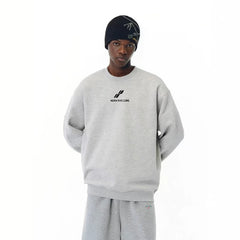 NOAH MARS niche trendy brand two bar wave American casual gray thread splicing men's round neck sweatshirt