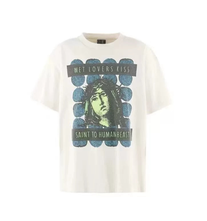 Saint Michael Religious Art Graphic Vintage T-Shirt - Off-White