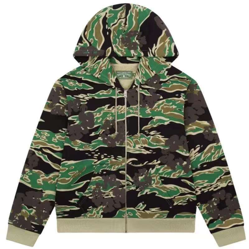Denim Tears Camo Cotton Wreath Full Zip-Up Hoodie - Green Camo