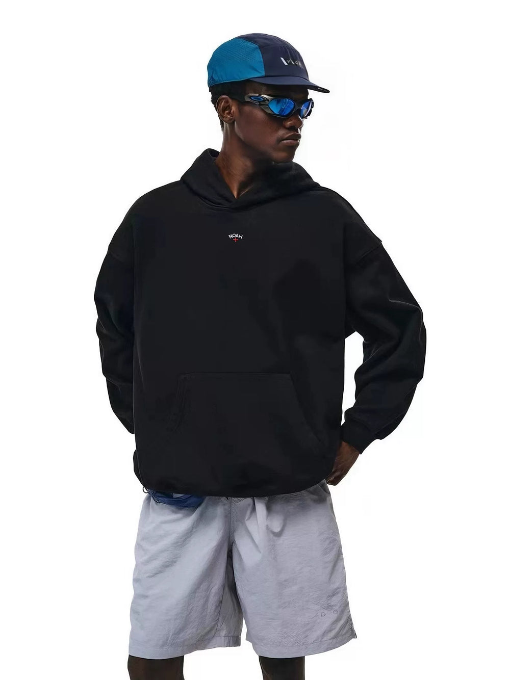 NOAH MARS American casual fashion brand chest small label embroidered cross autumn and winter plus fleece hooded sweatshirt hooded sweatshirt