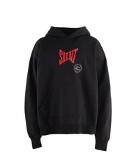 Saint Michael Red Script "SAINT" Hoodie - Black