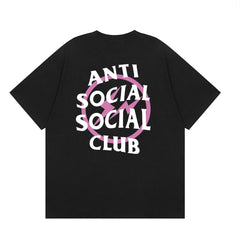 Anti Social Social Club Pink Circle Logo T-Shirt - Black/White