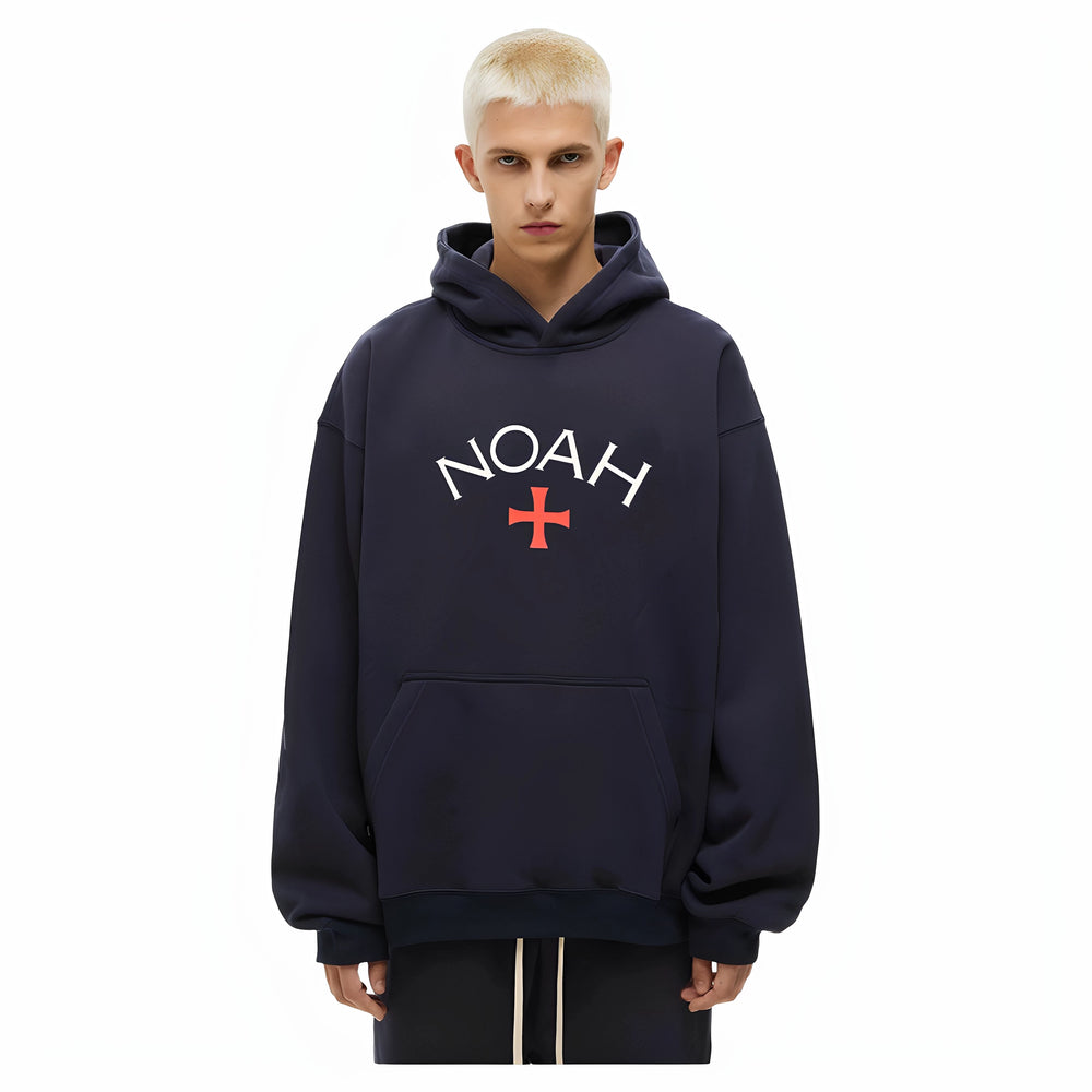 NOAH MARS gray cross first generation trendy brand American casual simple and versatile men's trendy hooded sweatshirt
