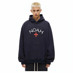 NOAH MARS gray cross first generation trendy brand American casual simple and versatile men's trendy hooded sweatshirt