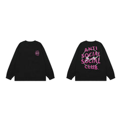 Anti Social Social Club Pink Circle Logo Long Sleeve T-Shirt - Black