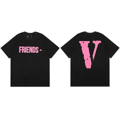 Vlone "FRIENDS-" Graphic T-Shirt - Black/Pink