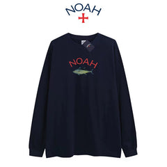 NOAH BWCJ Tuna Autumn American Trendy Brand Pure Cotton Loose Couple Long Sleeve T-shirt Base Shirt for Men and Women