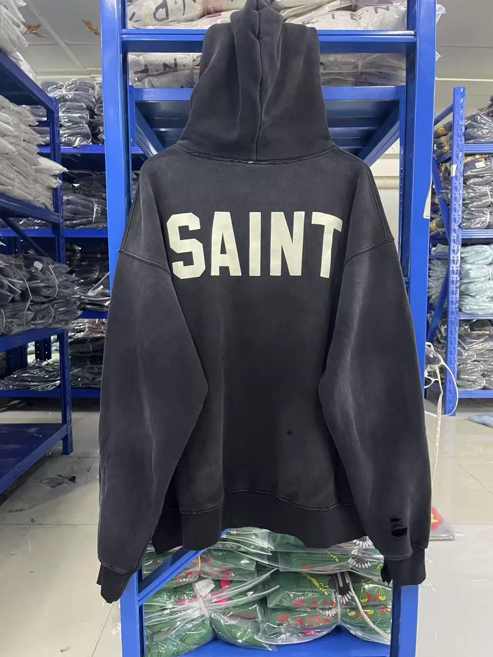 Saint Michael Back Bold "SAINT" Logo Hoodie - Black