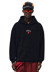 NOAH MARS niche trendy brand small rose embroidery American casual heavyweight thread splicing trendy hooded sweatshirt