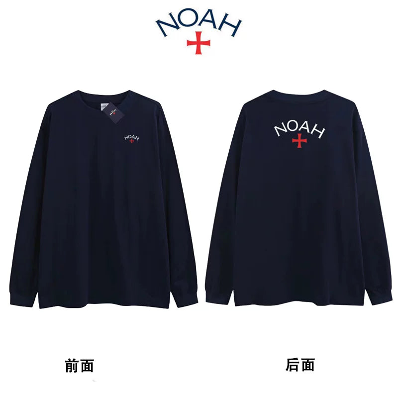 NOAH BWCJ十字架印花长袖T恤男女秋季潮牌宽松情侣重磅纯棉打底衫