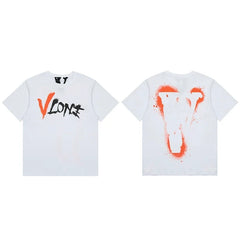 Vlone Spray Paint Logo Graphic T-Shirt - White/Orange