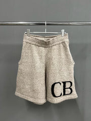 Cole Buxton Oatmeal Side Italic CB Logo Shorts