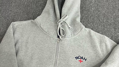 NOAH MARS niche trend brand embroidered small logo cross hooded sweatshirt cardigan trendy gray zipper jacket