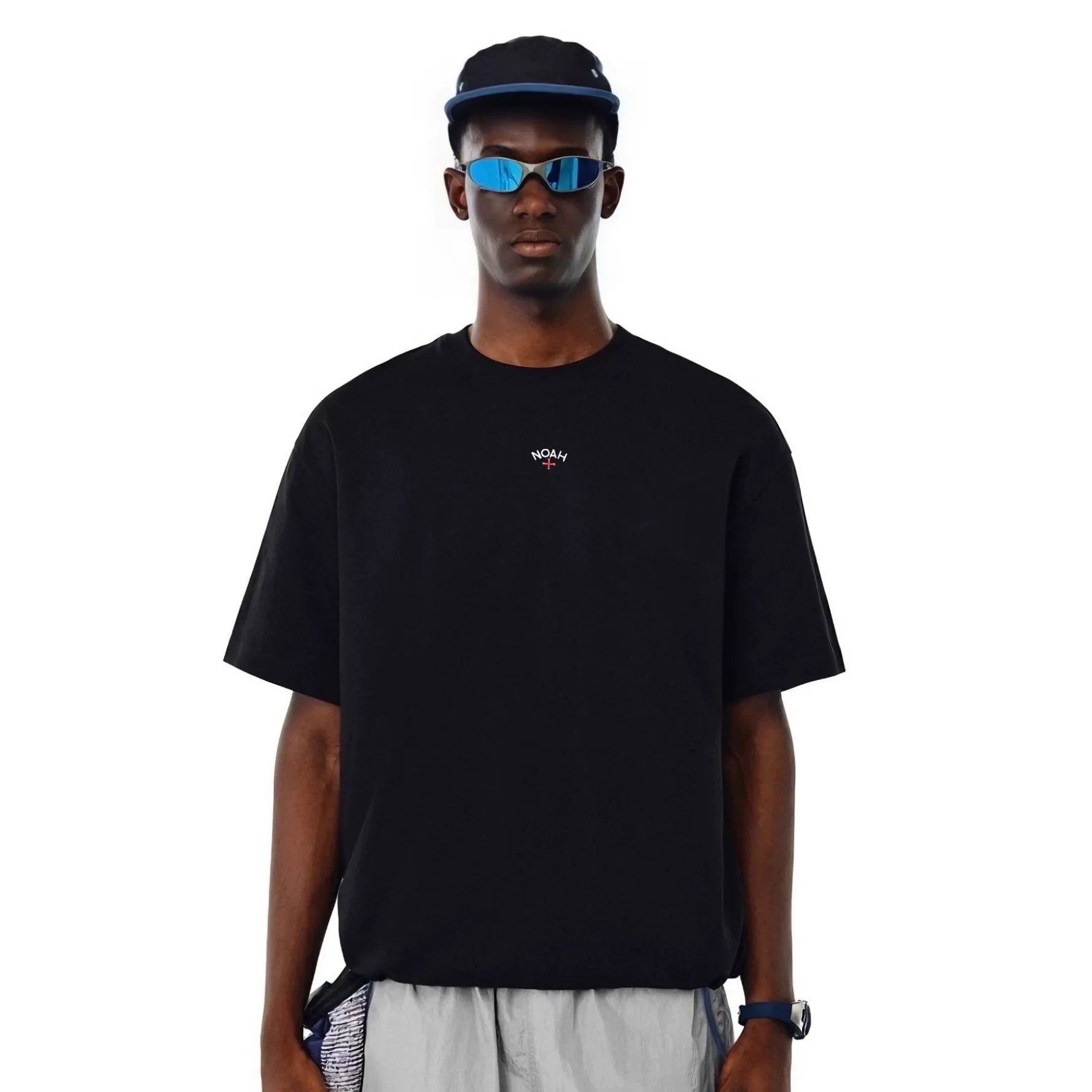 NOAH MARS chest cross small logo embroidery basic simple casual trendy brand pure cotton trendy short sleeved T-shirt for men