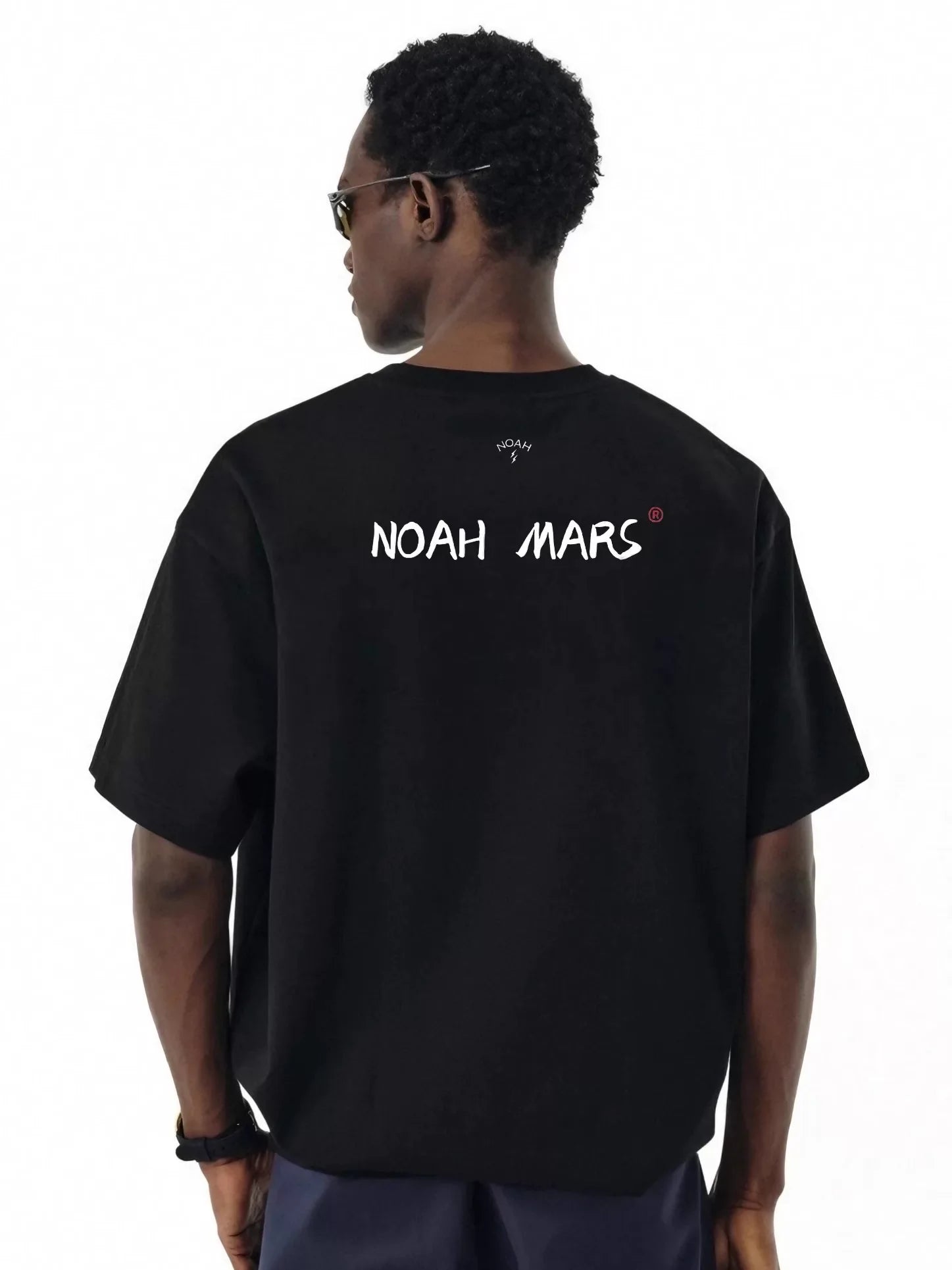 NOAH MARS niche fashion brand behind the lightning small logo American casual simple and versatile antibacterial cotton short sleeved T-shirt